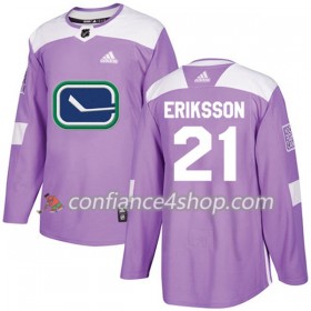 Adidas Maillot de Hockey Vancouver Canucks Loui Eriksson 21 2017-2018 Violet Fights Cancer Practice Authentic - Homme